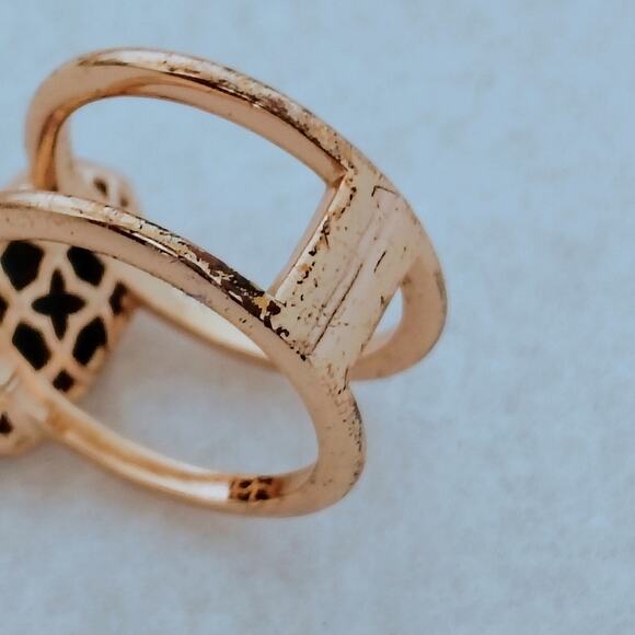 Kendra Scott Brown Rose Gold Tone Drusy Double Band Elyse Ring Size  7 - Picture 4 of 7